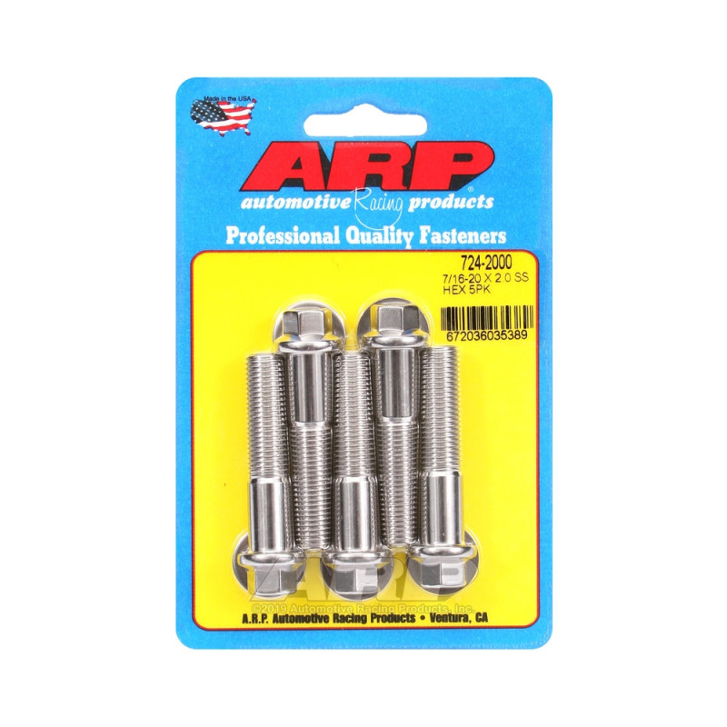 Șuruburi și piulițe universale ARP 7/16-20 – Șuruburi hexagonale din oțel inoxidabil x5 - ARP-724-2000 - 724-2000 - 3666618198866